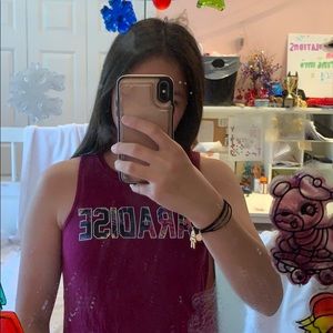 cute purple tank top that opens in the back